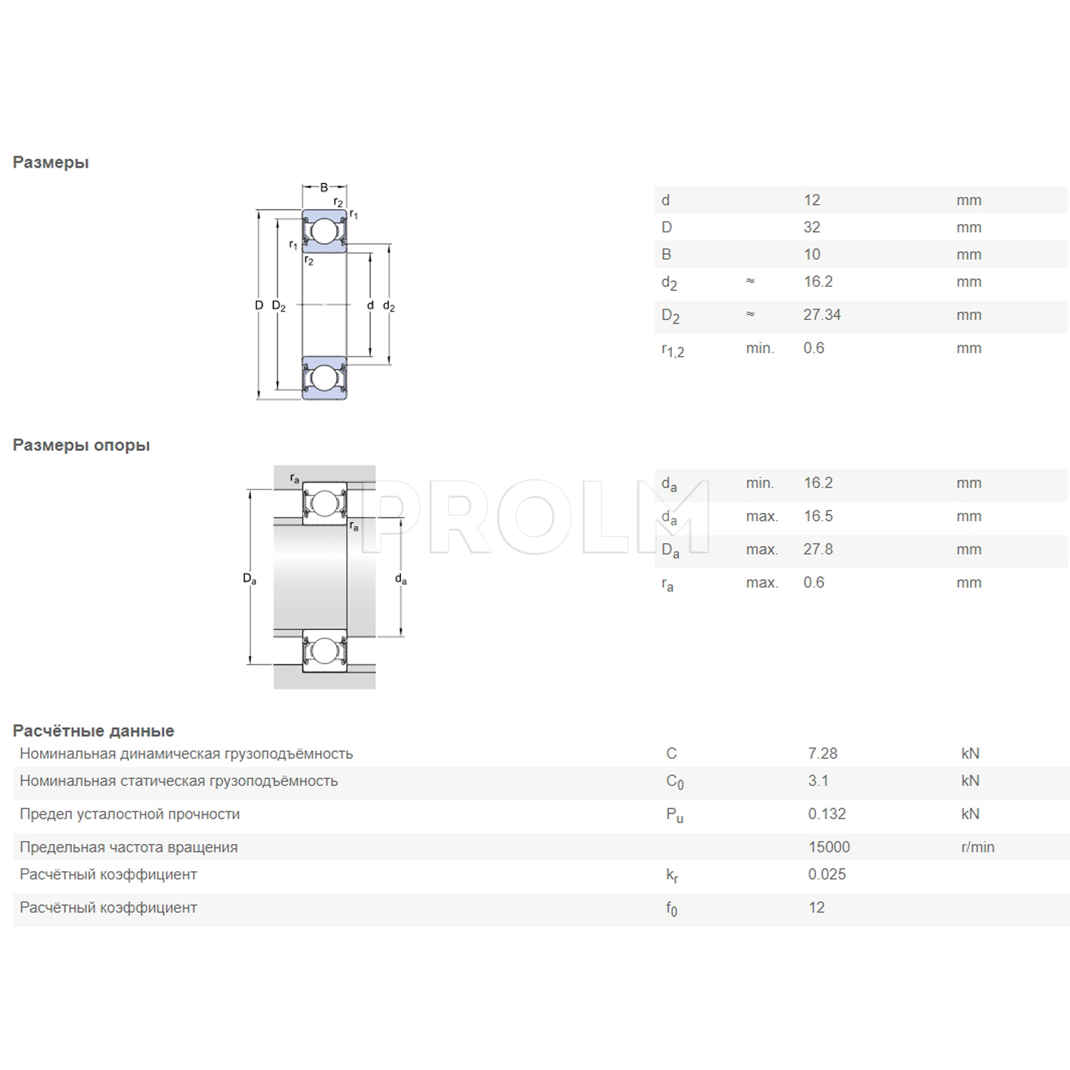 Подшипник  SKF 6201-2RSH