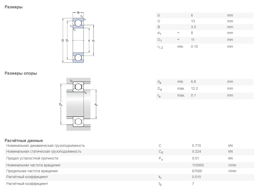 Подшипник  SKF 618/6