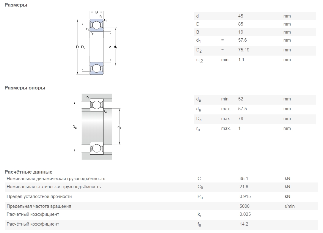 Подшипник  SKF 6209-2RS1/C3