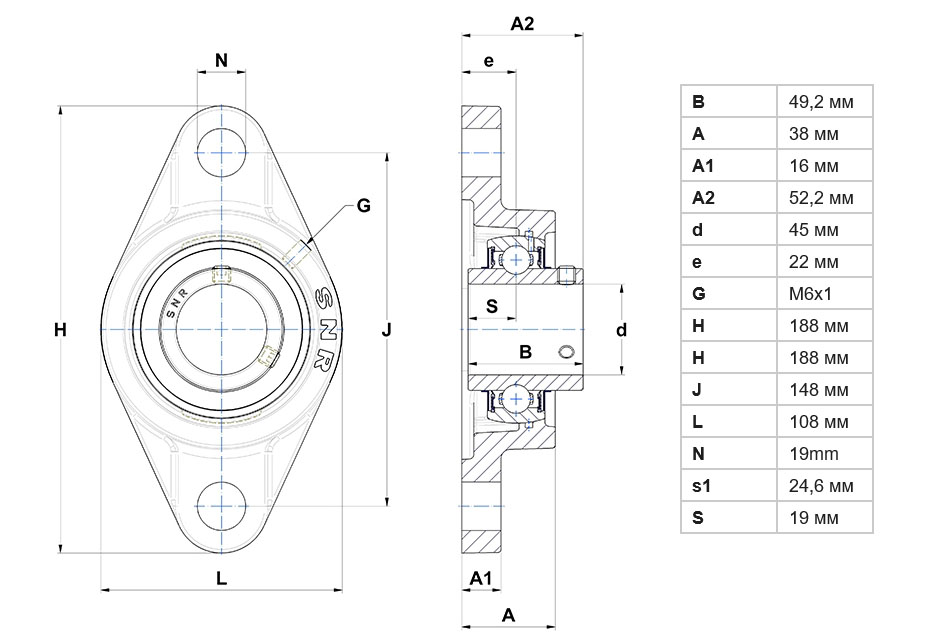 Корпус с шариковым подшипником  SNR UCFL209