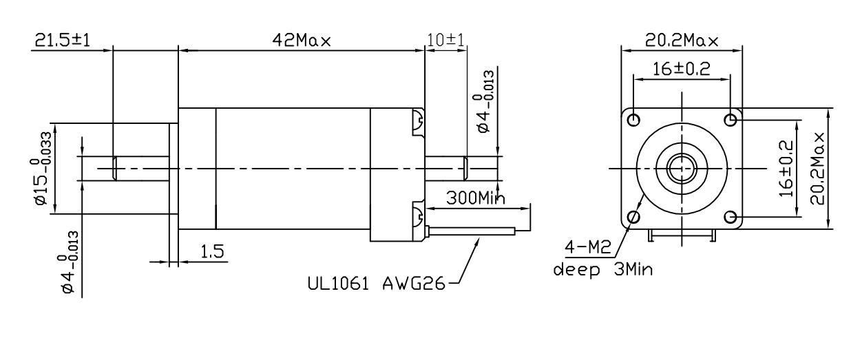 Шаговый двигатель  FULLING MOTOR FL20STH42-0804B-4 (shaft length 20-10 mm)