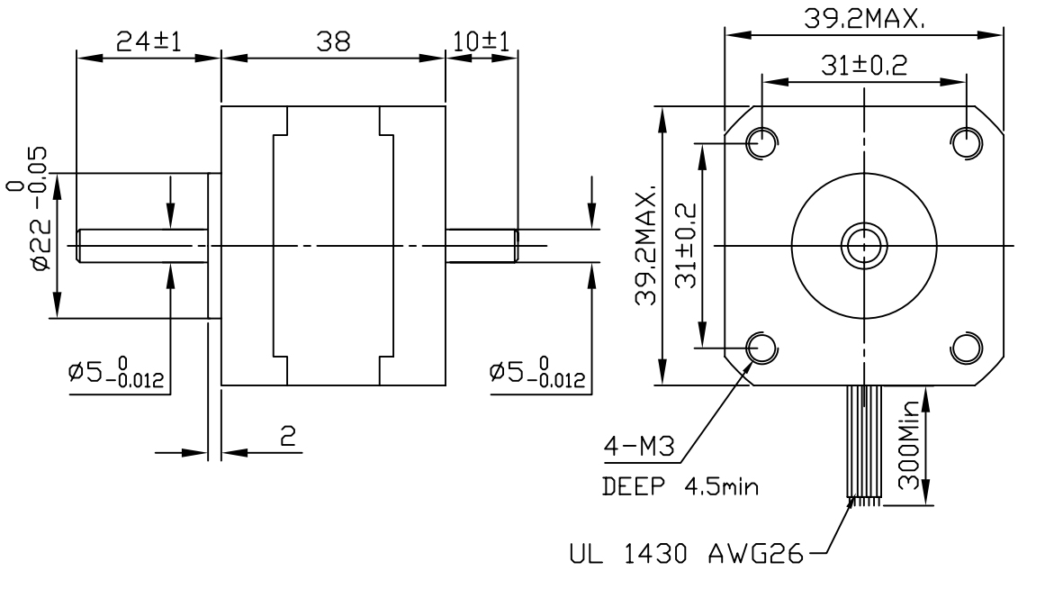 Шаговый двигатель  FULLING MOTOR FL39ST38-0504B-5