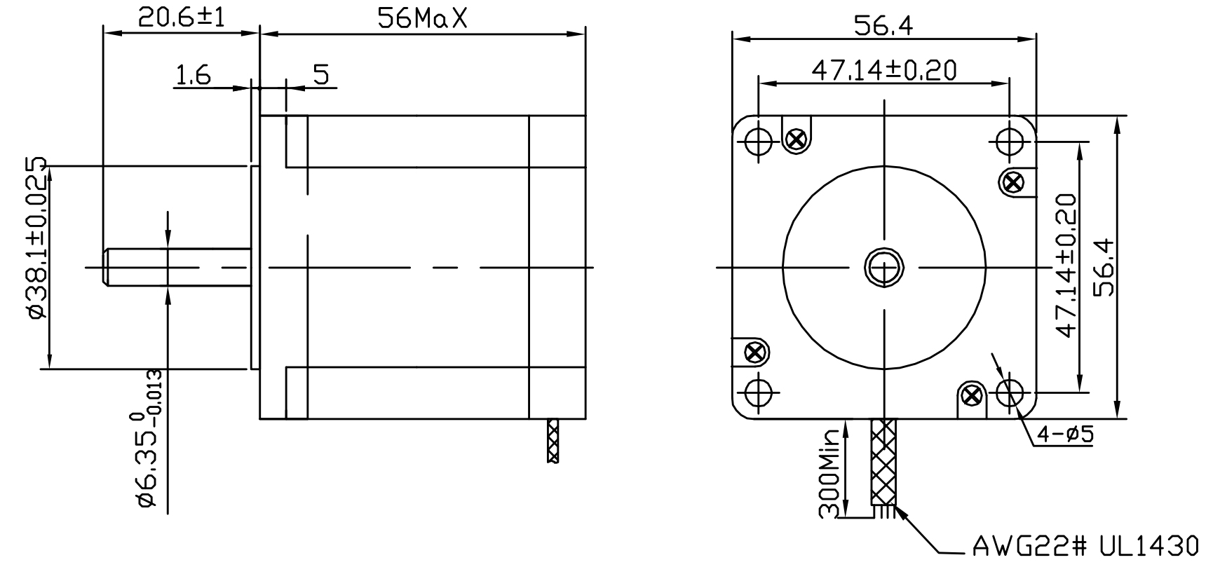 Шаговый двигатель  FULLING MOTOR FL57STH56-1006A-6,35