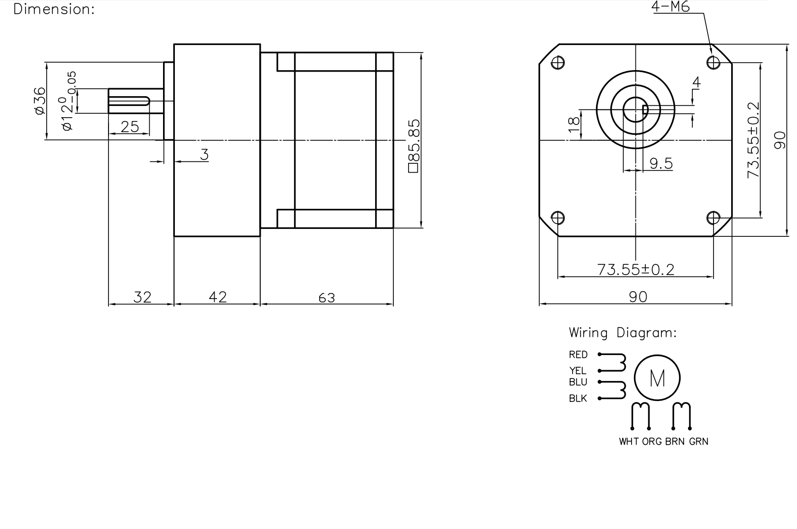 Шаговый двигатель  FULLING MOTOR FL86STH65-2808AG5