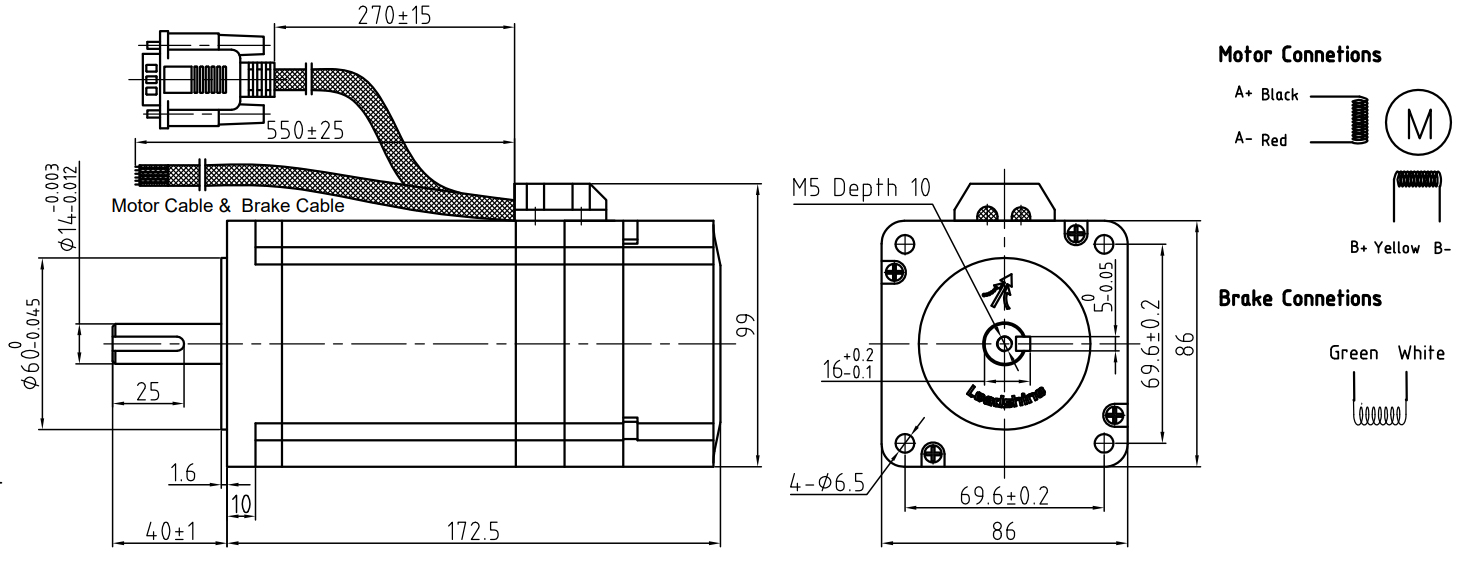 Шаговый двигатель с обратной связью  Leadshine CS-M23485B
