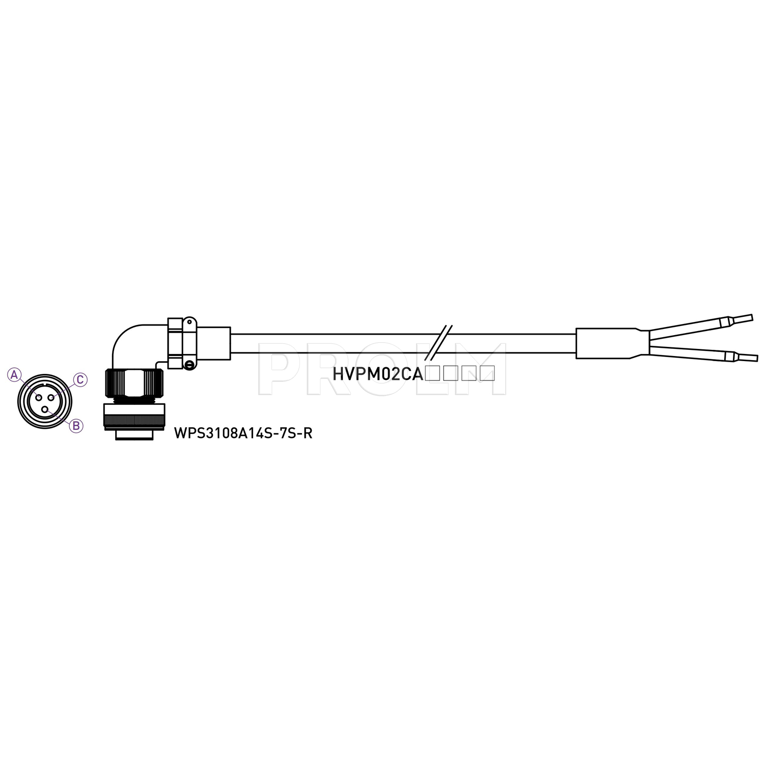 Силовой кабель серводвигателя  HIWIN HVPM06CA05MB