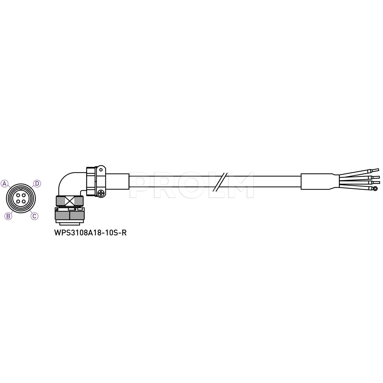 Силовой кабель серводвигателя  HIWIN HVPM04CB10MB