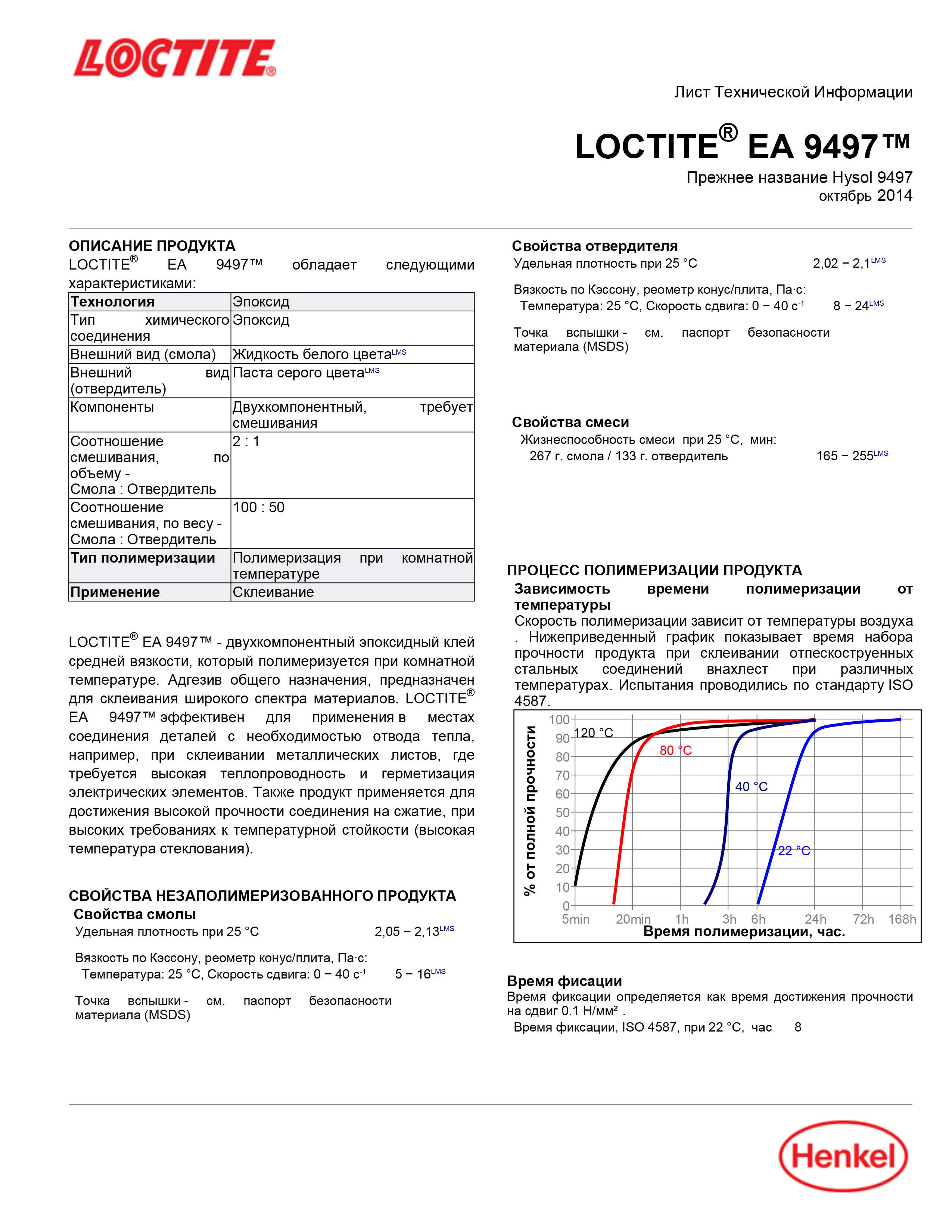 Универсальный двухкомпонентный эпоксидный клей Локтайт  Loctite EA 9497 DC , 50мл