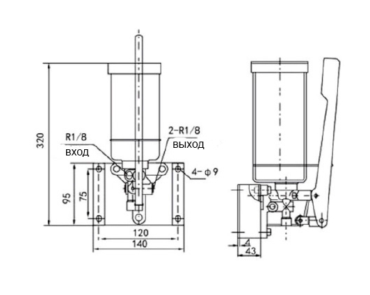 Ручной насос централизованной системы смазки (пластичная смазка)  ArtNC LSG-08