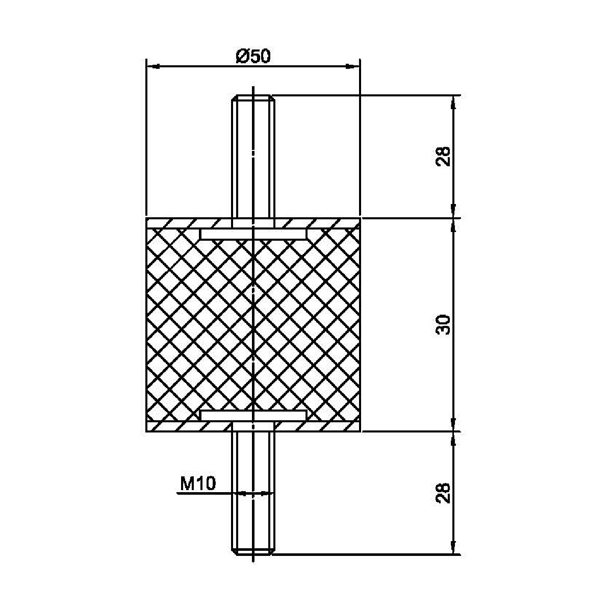 Виброизолятор резинометаллический  ArtNC 50.30 A (M10x28)