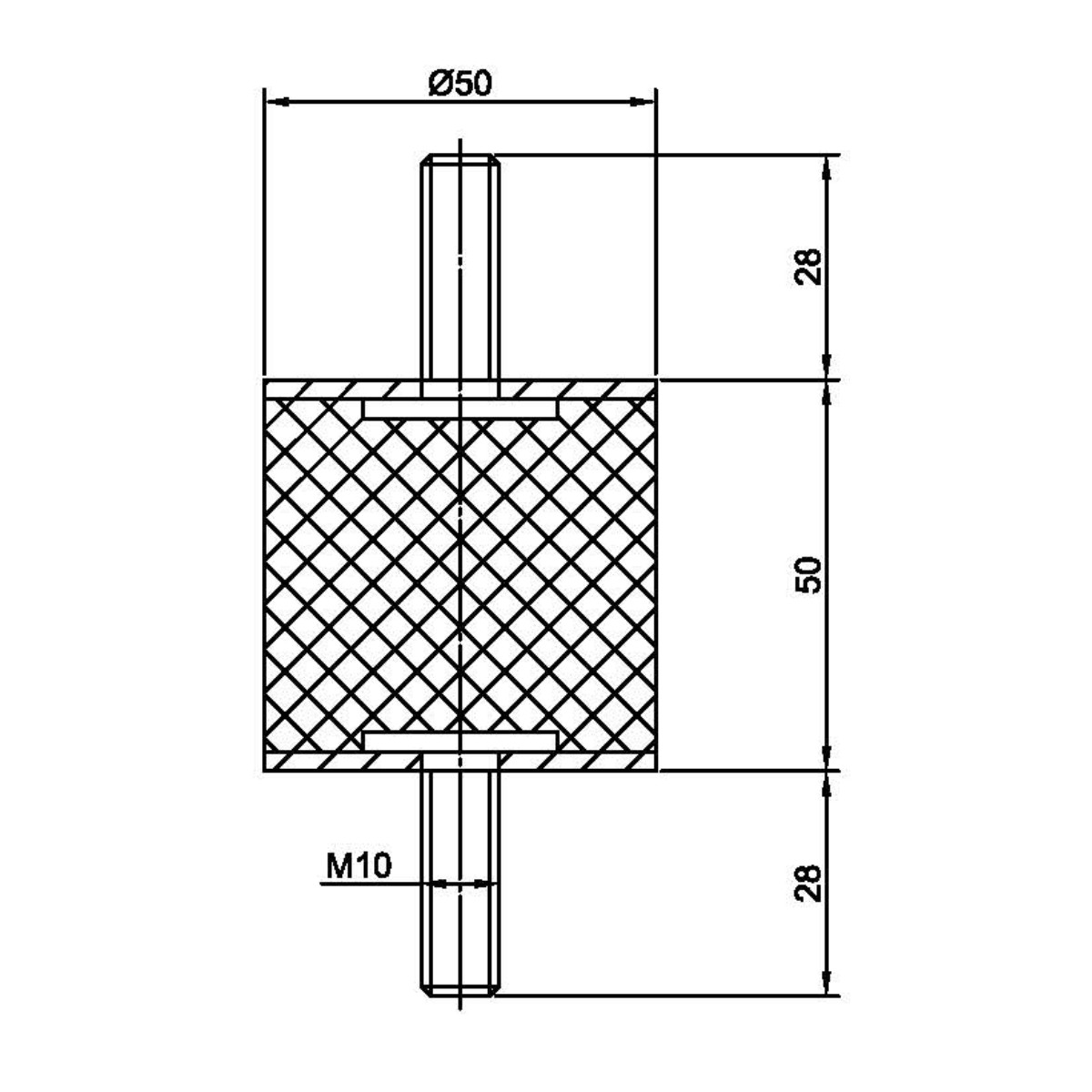 Виброизолятор резинометаллический  ArtNC 50.50 A (M10x28)