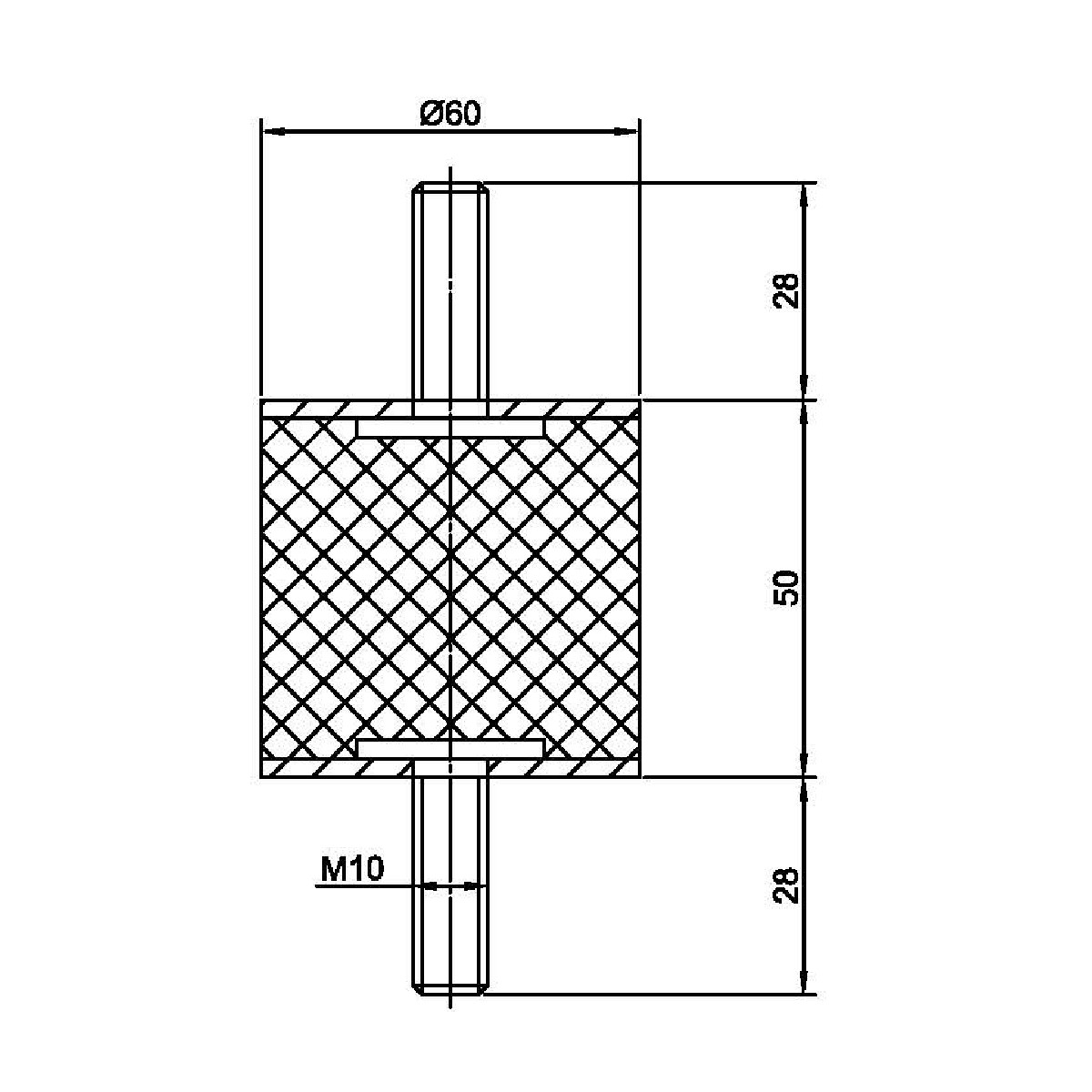 Виброизолятор резинометаллический  ArtNC 60.50 A (M10x28)