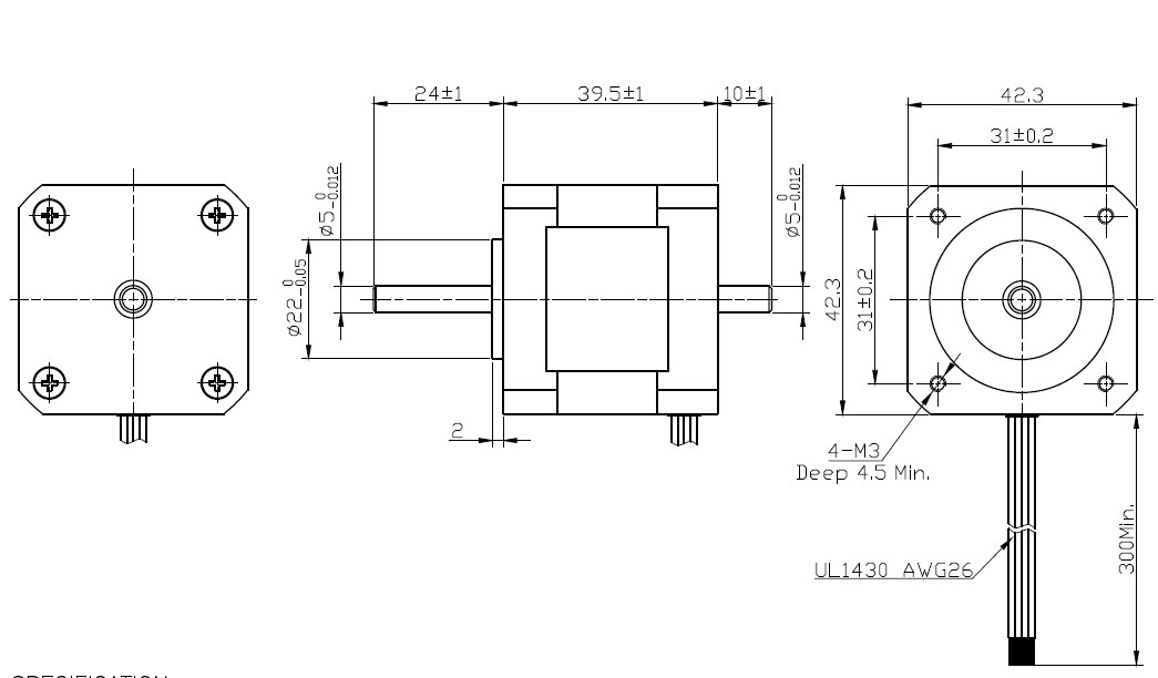 Шаговый двигатель  FULLING MOTOR FL42STH38-1684B-5