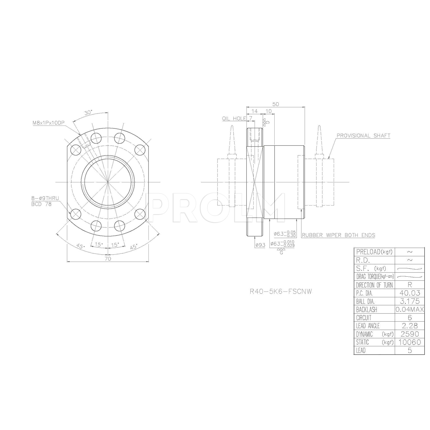 Гайка ШВП  HIWIN R40-5K6-FSCNW